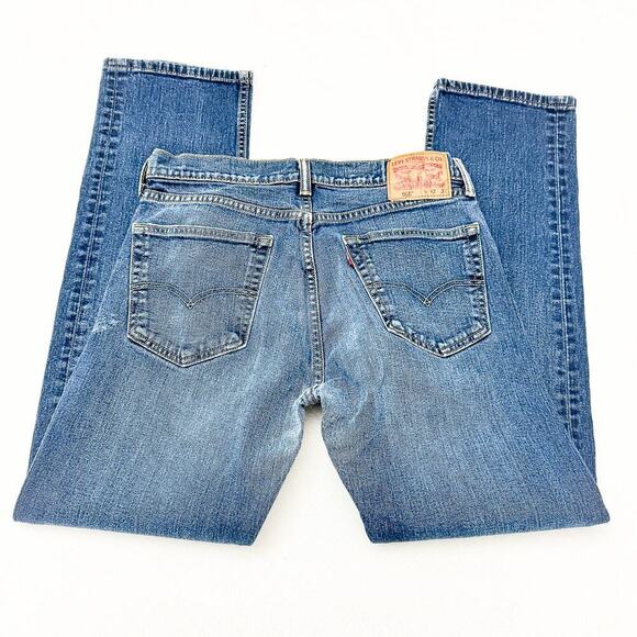 Levi's Men 505 Denim Jeans Dark Wash Rips Throughout SIze 32 x 32 - Picture 5 of 8